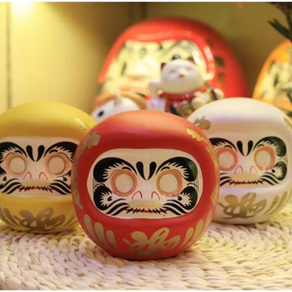 Ceramic Japanese Daruma Doll Statue Zen Money Box Gift Mini Piggy Bank Home Decor