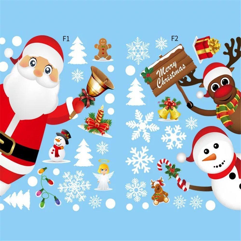 Xmas Merry Christmas New Year Santa Claus Window Sticker Murals Home Decals Christmas Wall Stickers