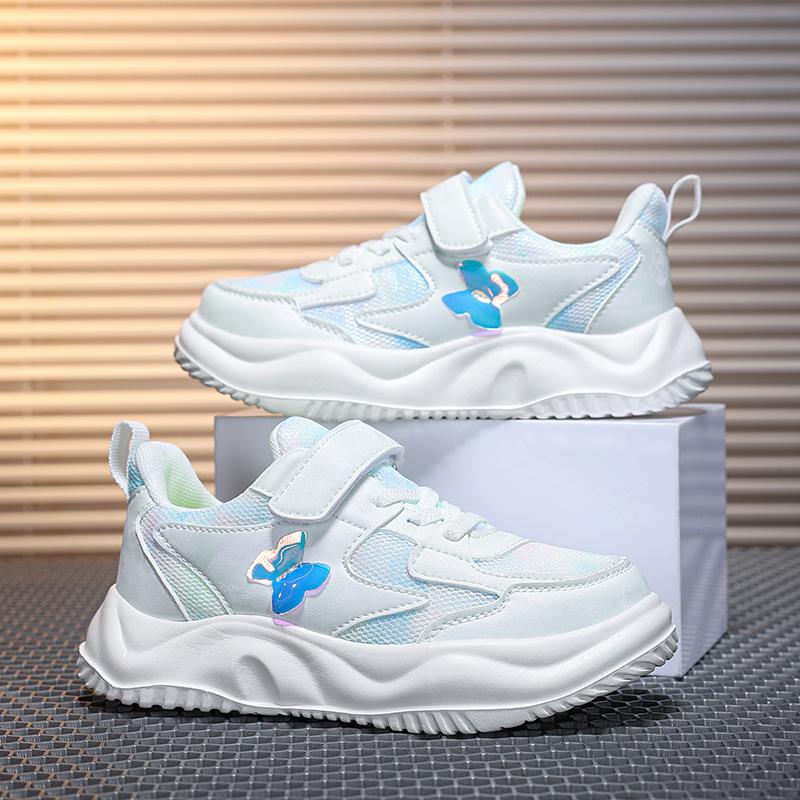 Childrens Sports Shoes Spring Fashion Butterfly Girls Leather Pink Breathable Antislip Light Casual Flat Kids Running Shoes