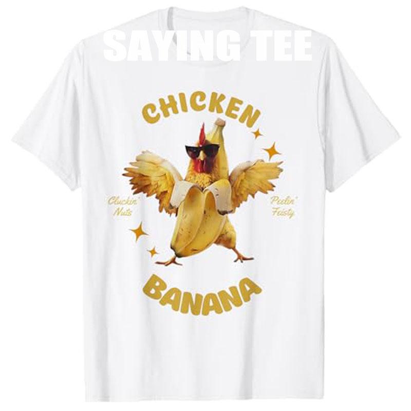 Funny Chicken Banana Unisex Women Teens Kids Dance TShirt Humor Dancing Lover Graphic Outfit Y2k Design Saying Tee Novelty Gift
