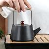 Black Pottery Lifting Beam Teapot Simple Agate Tea Set Creative Retro Single Pot Ceramic Kungfu Tea Set Tea Making Tea Pot