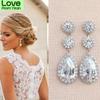 New Luxury Pear Silver Color Korean Earrings For Women Anniversary Gift Jewelry Wholesal E6521