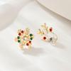 Women's S925 Silver Needle Christmas Earrings: Colorful Diamond Snowflake & Reindeer Studs