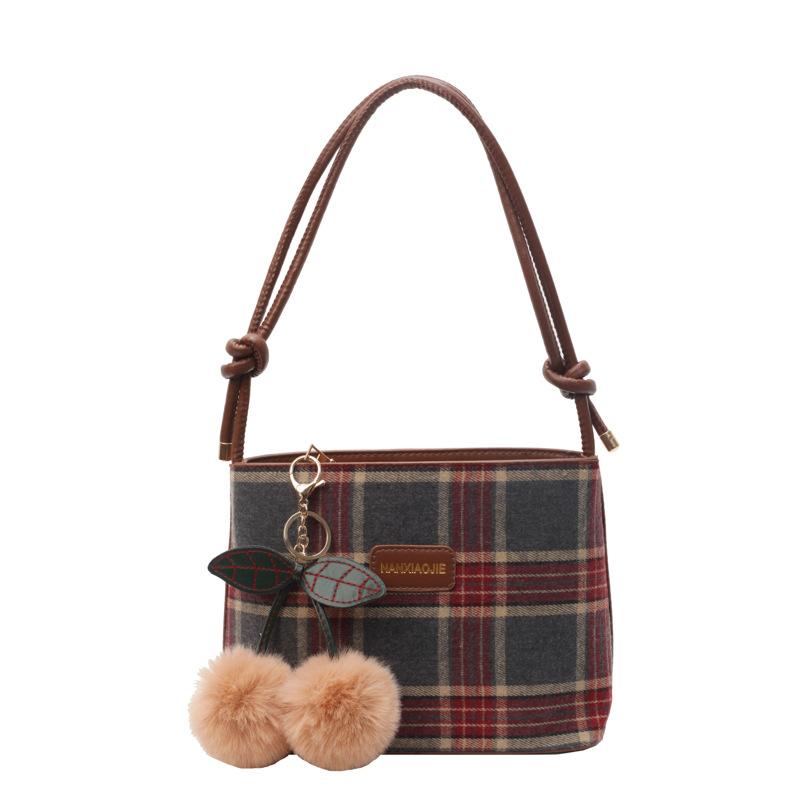 Премиум контрастные цвета ретро клетчатая универсальная сумка через плечо женская модная сумка-мессенджер сумка-ведро Tide