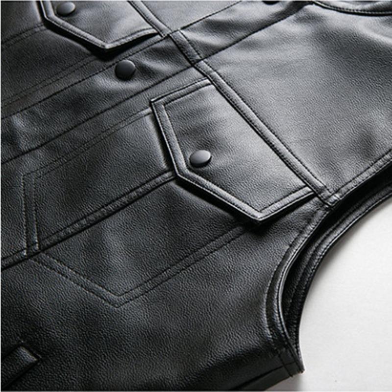 Новая мужская кожаная куртка со свободным верхом, классическое черное мотоциклетное пальто без рукавов, размер XXXL, мужской деловой повседневный жилет