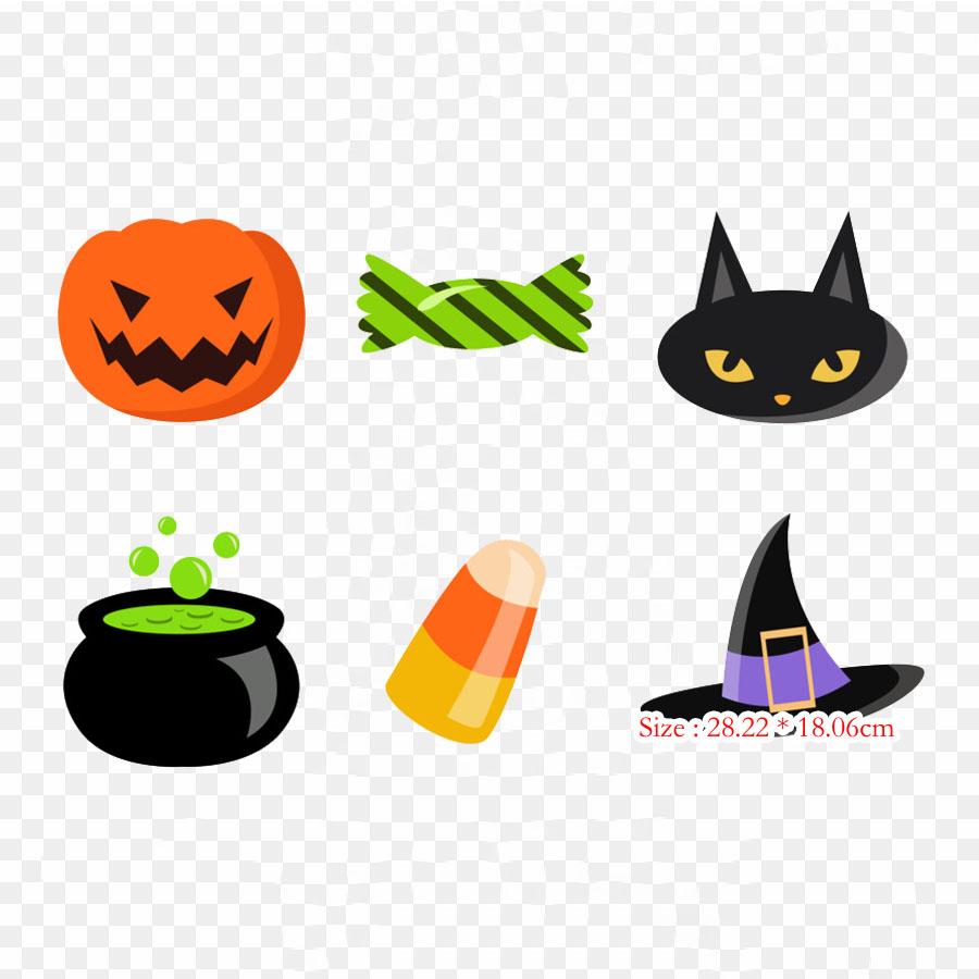 Halloween Theme Halloween Jack O' Lantern Iron On Heat Transfer Printing Vinyl Patches Sticker for Clothes DIY Appliques Washable Patches
