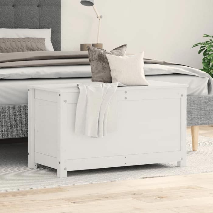823535 vidaXL Storage Box White 80x40x45.5 Cm Solid Pine Wood