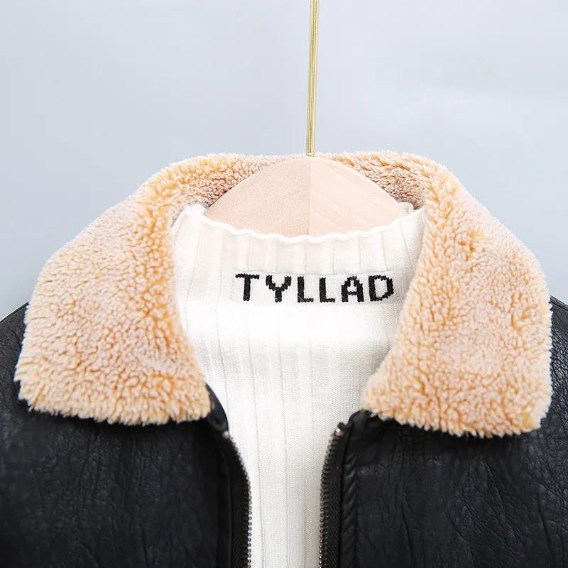 Детская одежда, куртка, осенне-зимняя бархатная толстая кожаная куртка для мальчиков, куртки для маленьких мальчиков, детское хлопковое пальто Tide, плюс