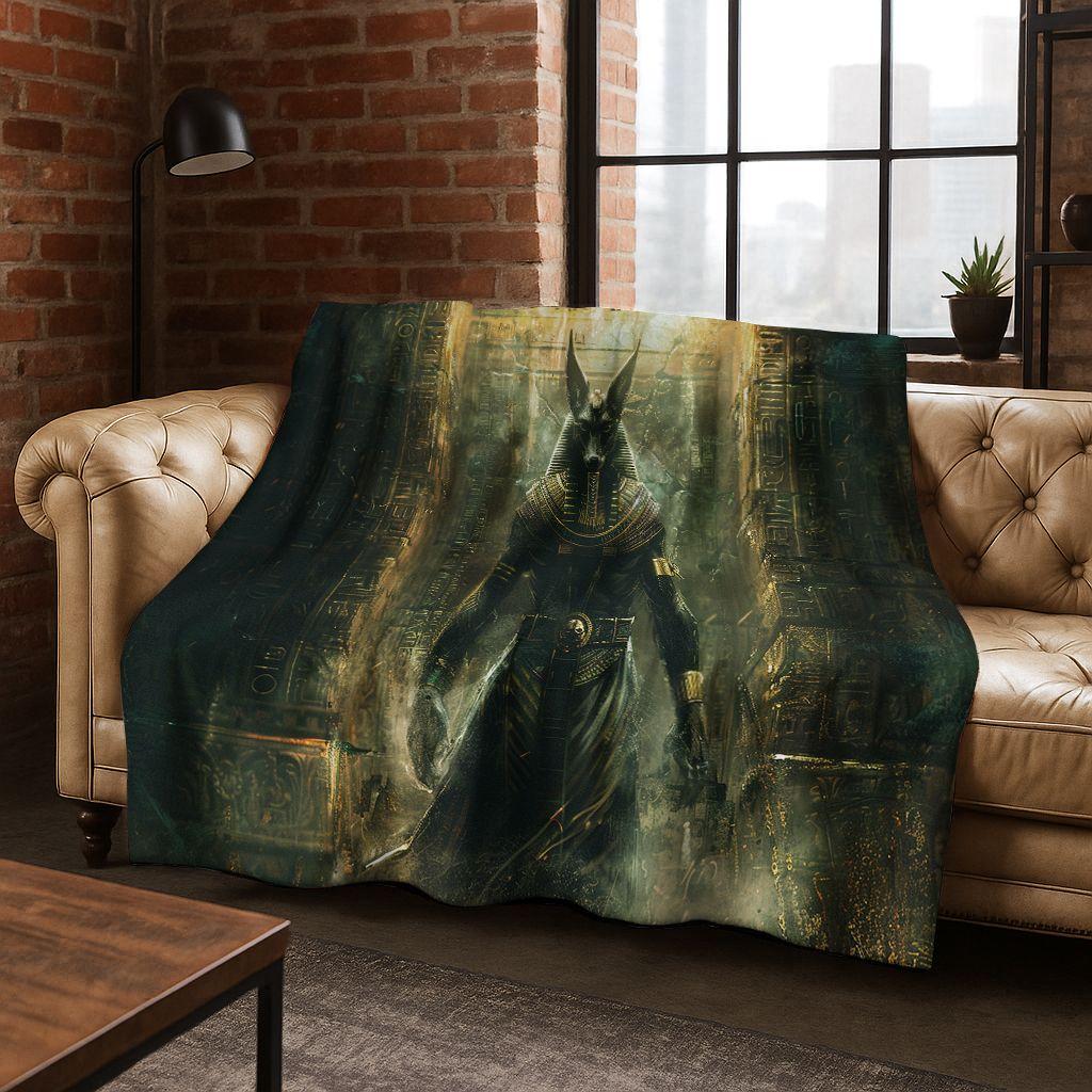 Ancient Egyptian Gods Dead Anubis Pharaoh Tutankhamun Mask Flannel Blanket,Cozy Soft Throw Blanket for Home Bedroom Bed Sofa Kid
