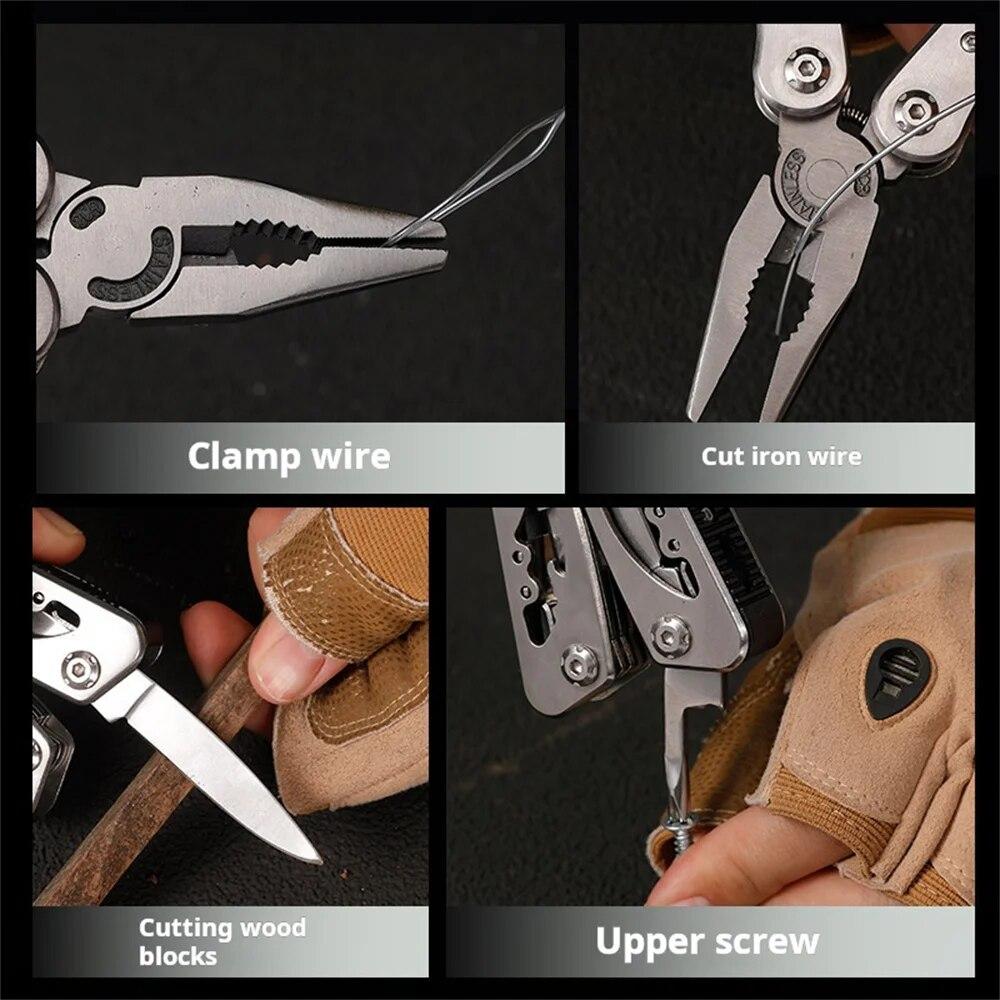 Плоскогубцы из нержавеющей стали для отдыха на природе, многофункциональные складные и многоцелевые плоскогубцы для выдалбливания