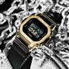 Casio Ретро классический маленький квадратный водонепроницаемый механизм кварцевый механизм ремешок из смолы японские и корейские часы мужские часы золотой циферблат GM-5600G-9PR