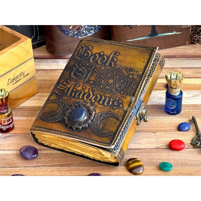 Handmade leather journal book of shadows with loc handmade pepar Antique book of spell the Magik circle of life For Traveling Sketchbook