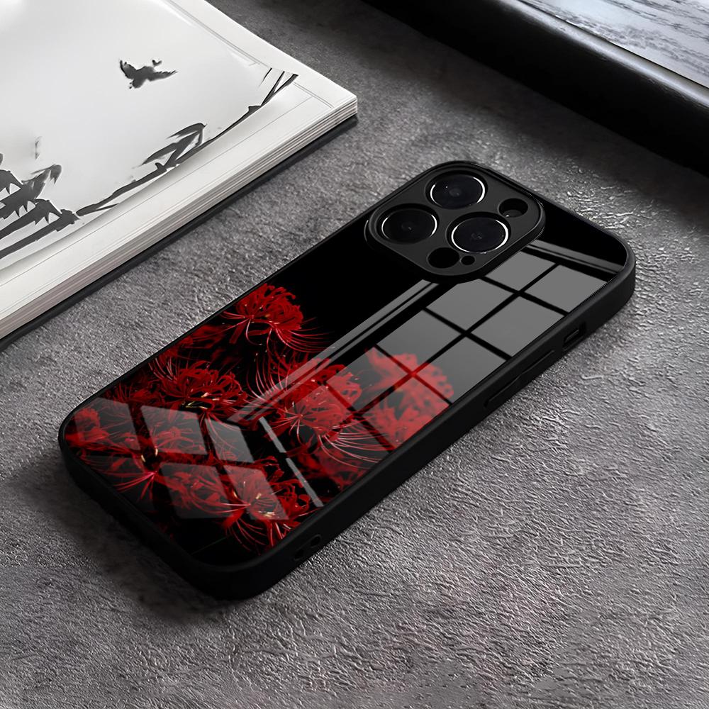 Чехол для телефона Красный Паучий Лилия Цветок Ада Для IPhone 17 15 Pro Max 12 16 14 Plus 11 13 Pro X XR XS 7 8 Plus SE Стеклянная Крышка