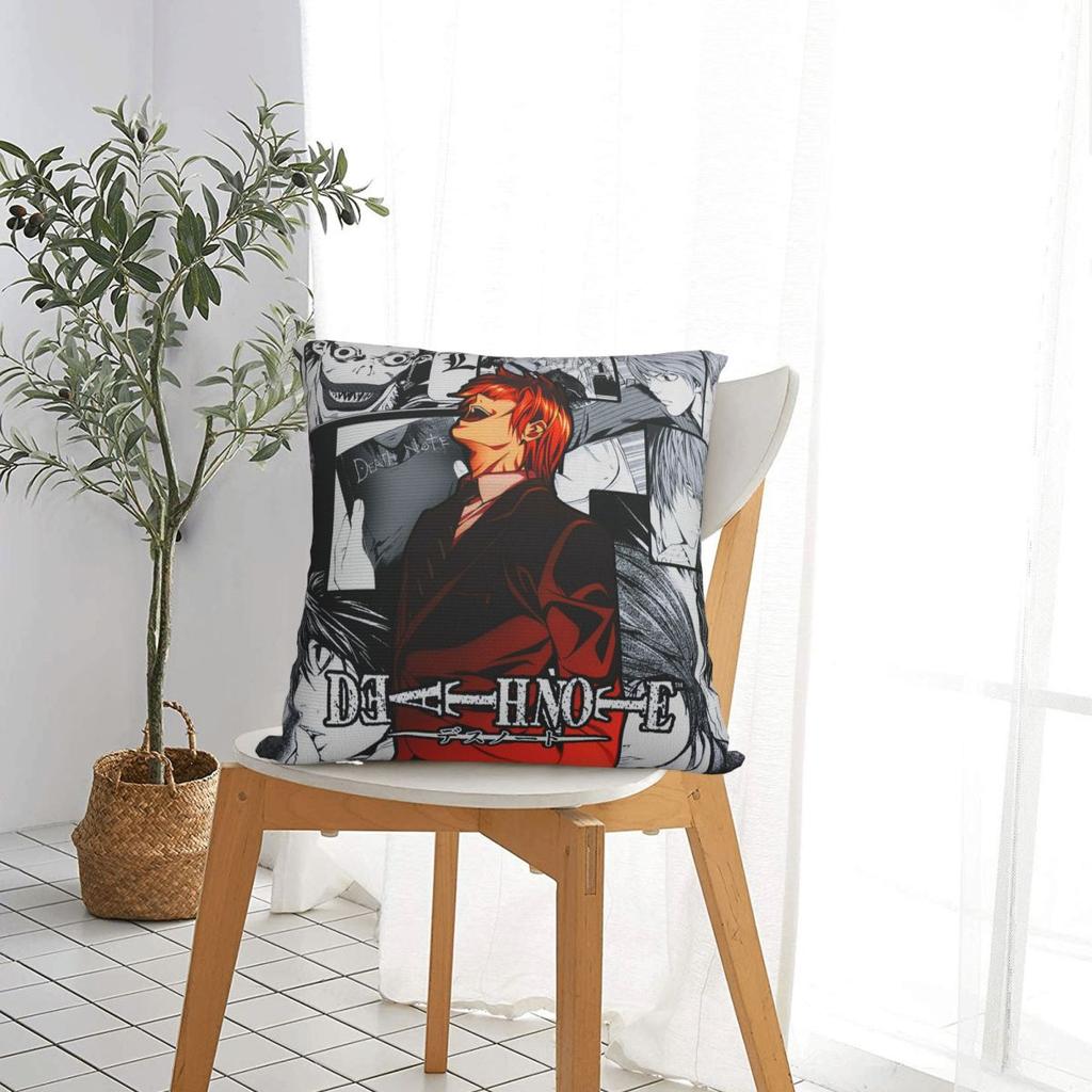Anime Death Note Light Yagami Square Pillow Case Shinigami Cushion Covers Awesome Zippered Decor Pillowcase For Home 18"X18"