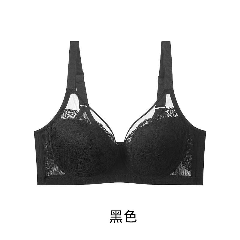 Large breasts show small, anti-sagging lace bra, thin breathable adjustment underwear, women's upper collection, secondary breasts gathering bra
