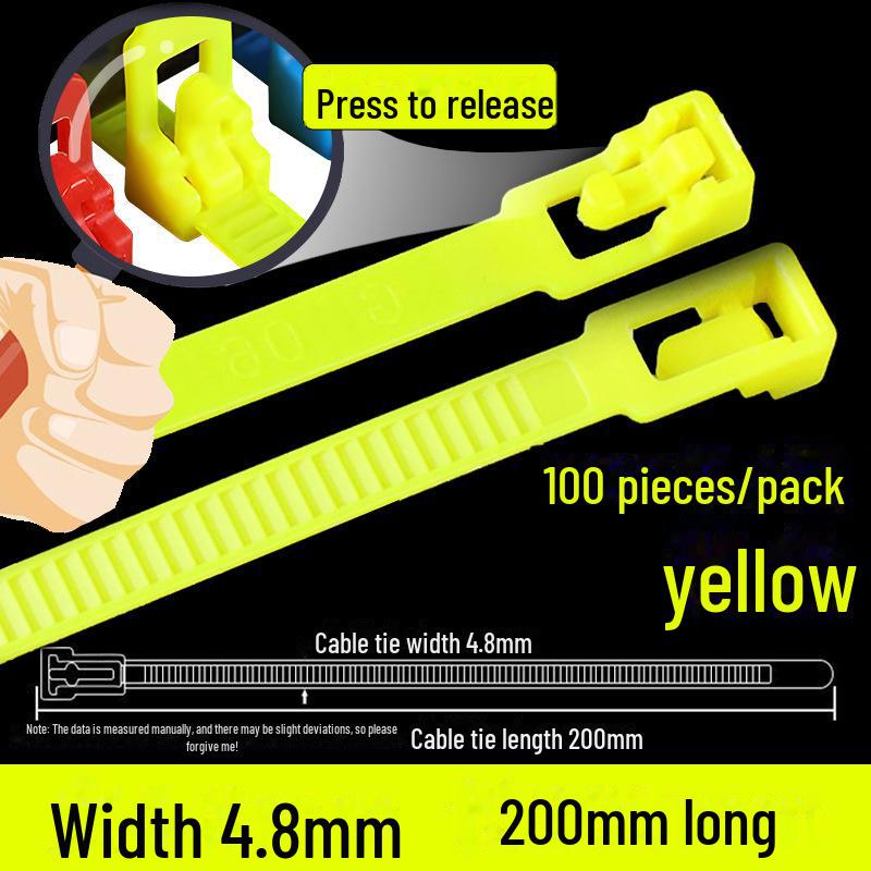 Многоразовая нейлоновая кабельная стяжка с квадратной головкой, черно-белая