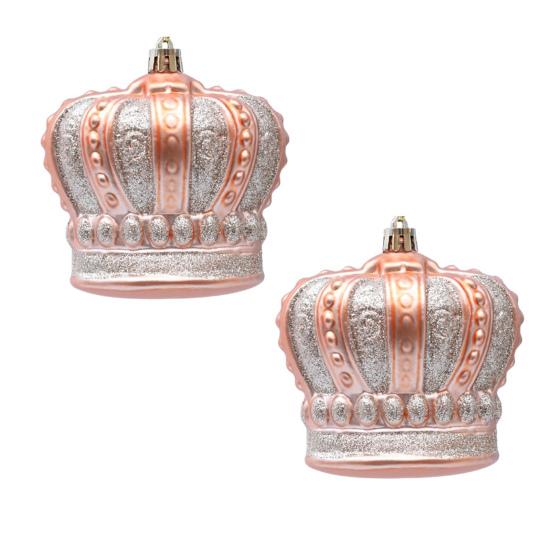 2 шт. Рождественские украшения в виде короны, винтажный стиль, пластик, красный, зеленый/золотой