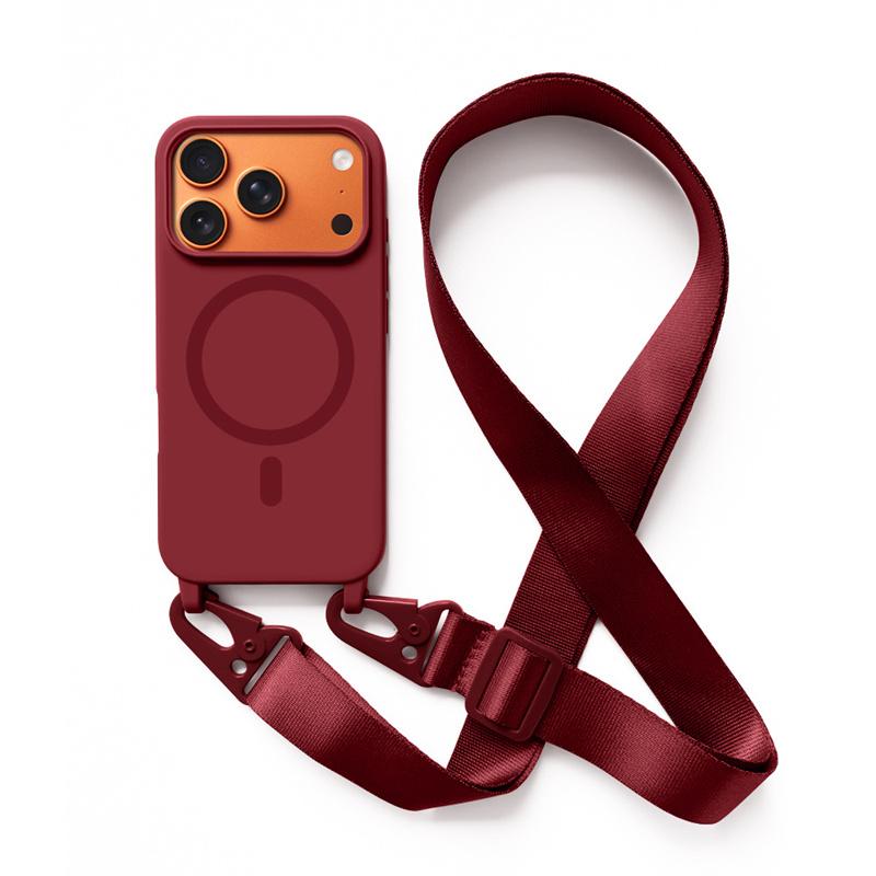 Чехол-кошелек на ремешке через плечо Для iphone 17 Air 16 15 14 13 12 Mini 11 Pro Max Plus Для Magsafe Силиконовый Мягкий Магнитный Задний Чехол