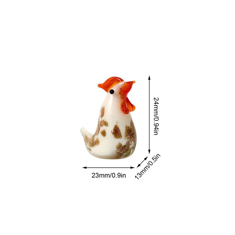 Living Room Chick Rooster Glass Beads Colorful Animal Large Small Hens Statue Miniatures