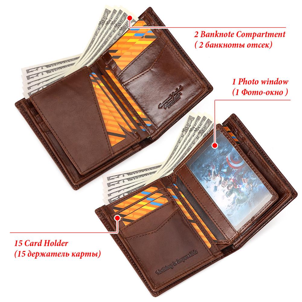 Humerpaul Genuine Leather Men Wallet Rfid Slim Card Holder with Anti-lost Pocket