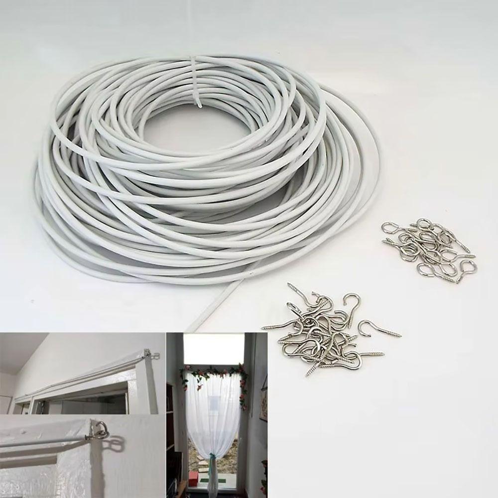 1Set PVC Steel Window Cord Cable Net White Curtain Track Wire New Wall Hanging Line