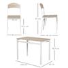 5-Piece Dining Set, Dining Table Set with Wood Grain MDF and Metal in Grey and White, 1 Table and 4 Chairs for Modern Dining Room