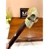 India Solid Brass Damage Skull Handle Wooden Walking Stick Cane 3 Fold Walking Stick Walking Stick
