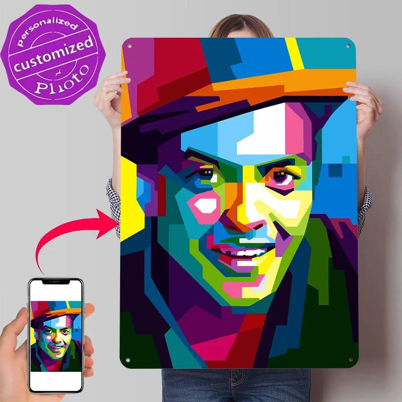 Frank Sinatra Colorful Pop Art Portrait Personalized D Textured Metal Poster Wall Art Vintage Tin Signs for Home Decor Items