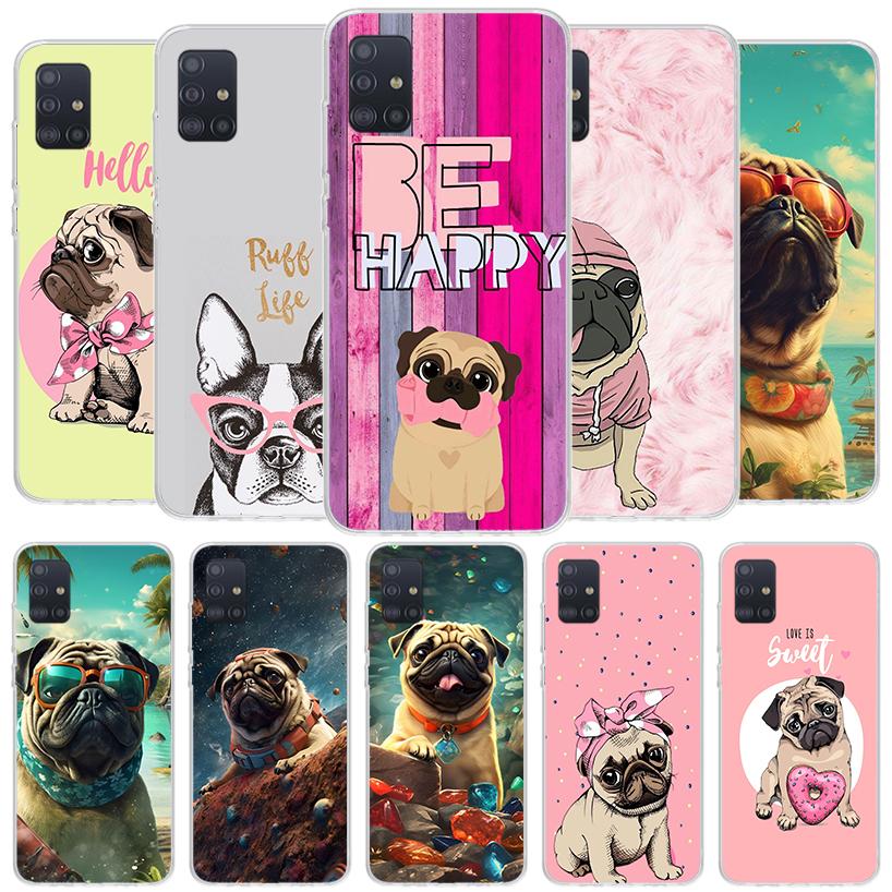 Love Pugs Cute Dog Cover Phone Case For Samsung Galaxy A12 A22 A32 A52 A72 A02S Phone Case Note 20 Ultra 10 S10 Plus A51 A71 A50
