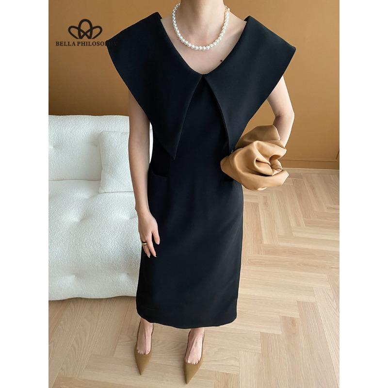 Дизайнерский стиль Французское платье с острым вырезом на талии и разрезом Длинное платье Платье в повседневном стиле Женское платье