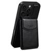 DENIOR D22 For iPhone 16 Pro Max Case Detachable Card Bag Rotary Kickstand Genuine Cow Leather Phone Back Cover