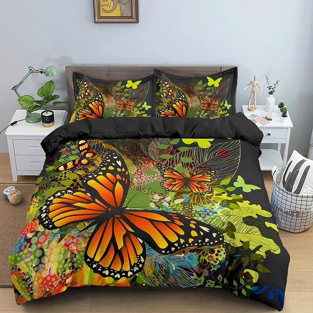 New 3D Print Butterfly Comfortable Duvet Quilt Cover Pillowcase Bedding Set Children Bedroom Decoration Home Textile