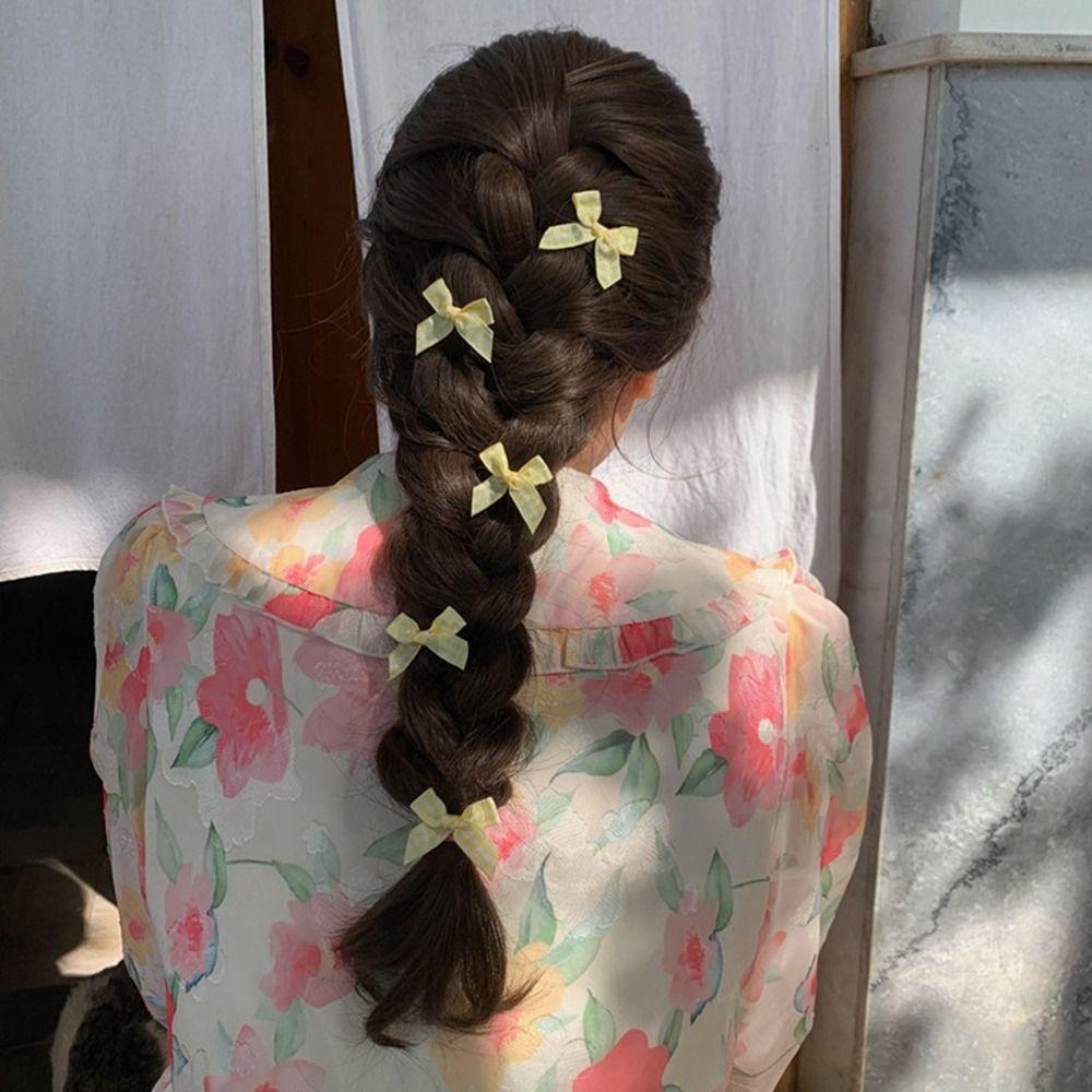 Hairpin Plaid Female Hair Accessories Korean Style Headwear Children's Hair Clip Bowknot Hairpin