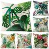 Home Tropical Plant Green Leaves Polyester Printed Pillowcase Ins Nordic Style Sofa Pillowcase
