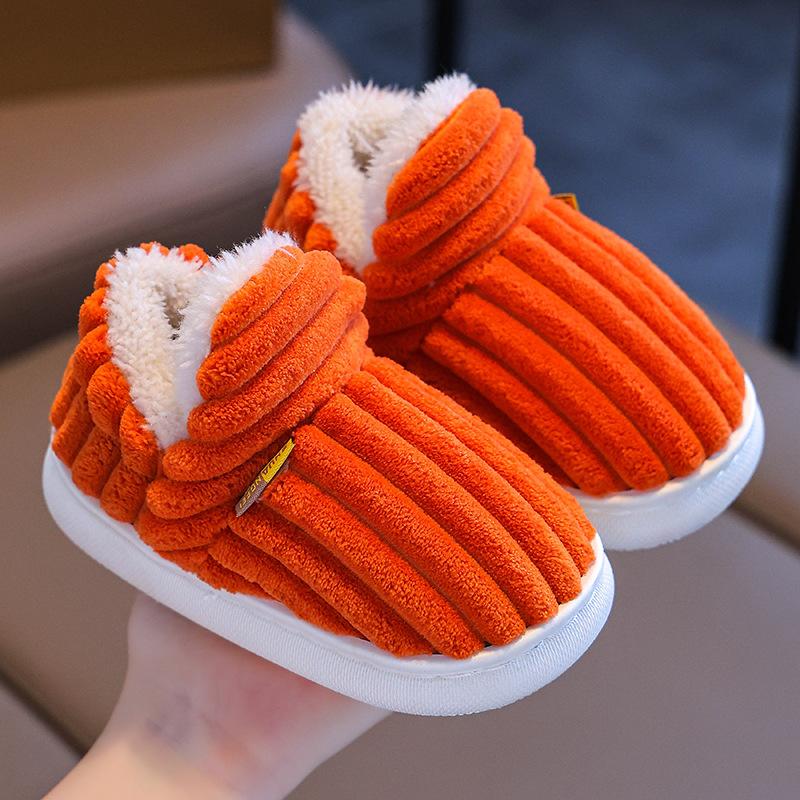 22-45 Children's Cotton Slippers Winter Boys' Baby Bag Heel, Warm Indoor Home Furnishings Children's Women's Cotton Shoes Hairy Shoes