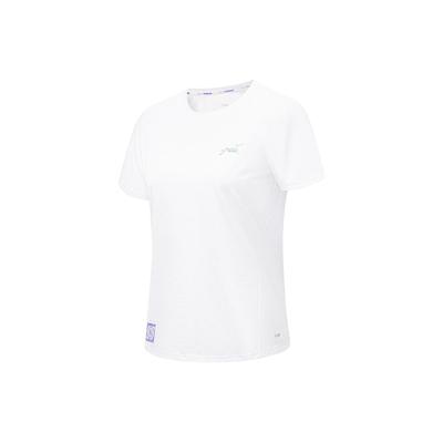 Футболка Running Series с коротким рукавом и круглым вырезом, быстросохнущая, с логотипом и буквенным принтом, женская, стандартная, белого цвета ATST520-2