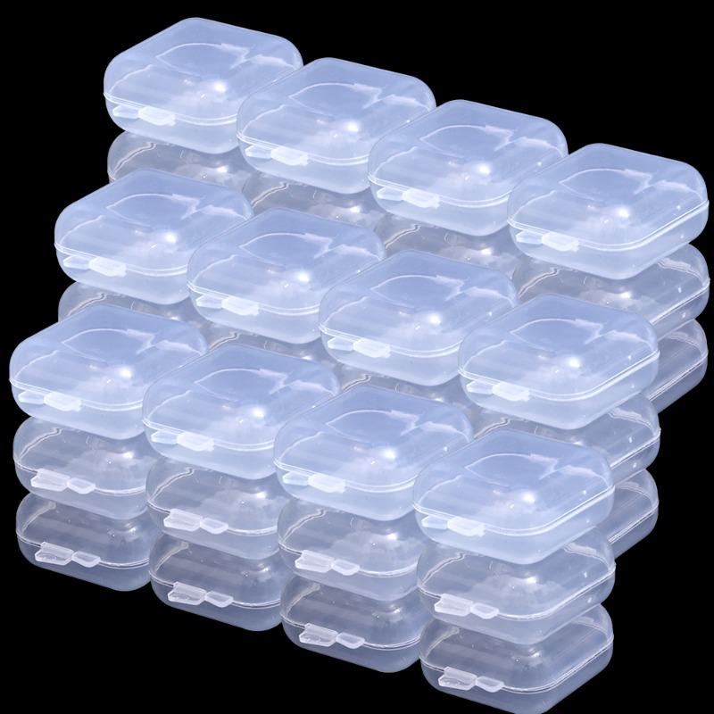 Mini Jewelry Storage Box Transparent Rectangle Locking Design Jewels Boxes Sturdy Rings Earrings Empty Case Jewelry Packaging