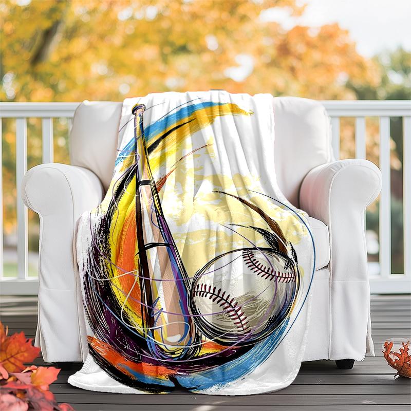 Baseball Theme Printed Blanket - Perfect for Couch, Bed, Travel & Outdoor Use | Machine Washable, Cozy & Durable.