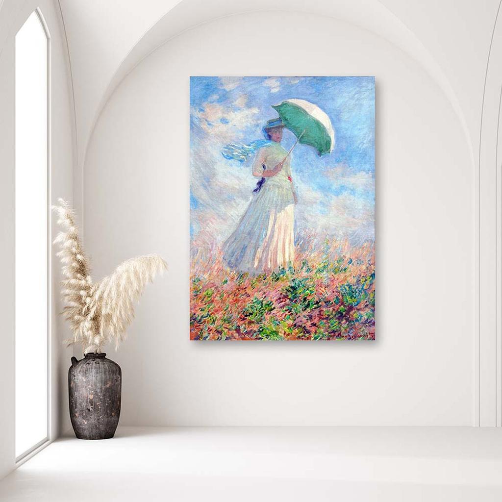 Canvas print, Woman with umbrella turned to the right - C. Monet reproduction