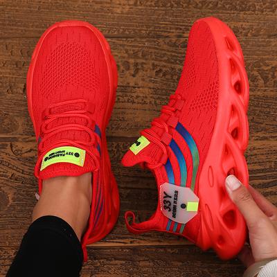 Женские спортивные туфли на толстой подошве, вязаные туфли с круглым носком, блочный каблук 3 см, стиль ретро | Модная обувь для мужского туризма и ходьбы