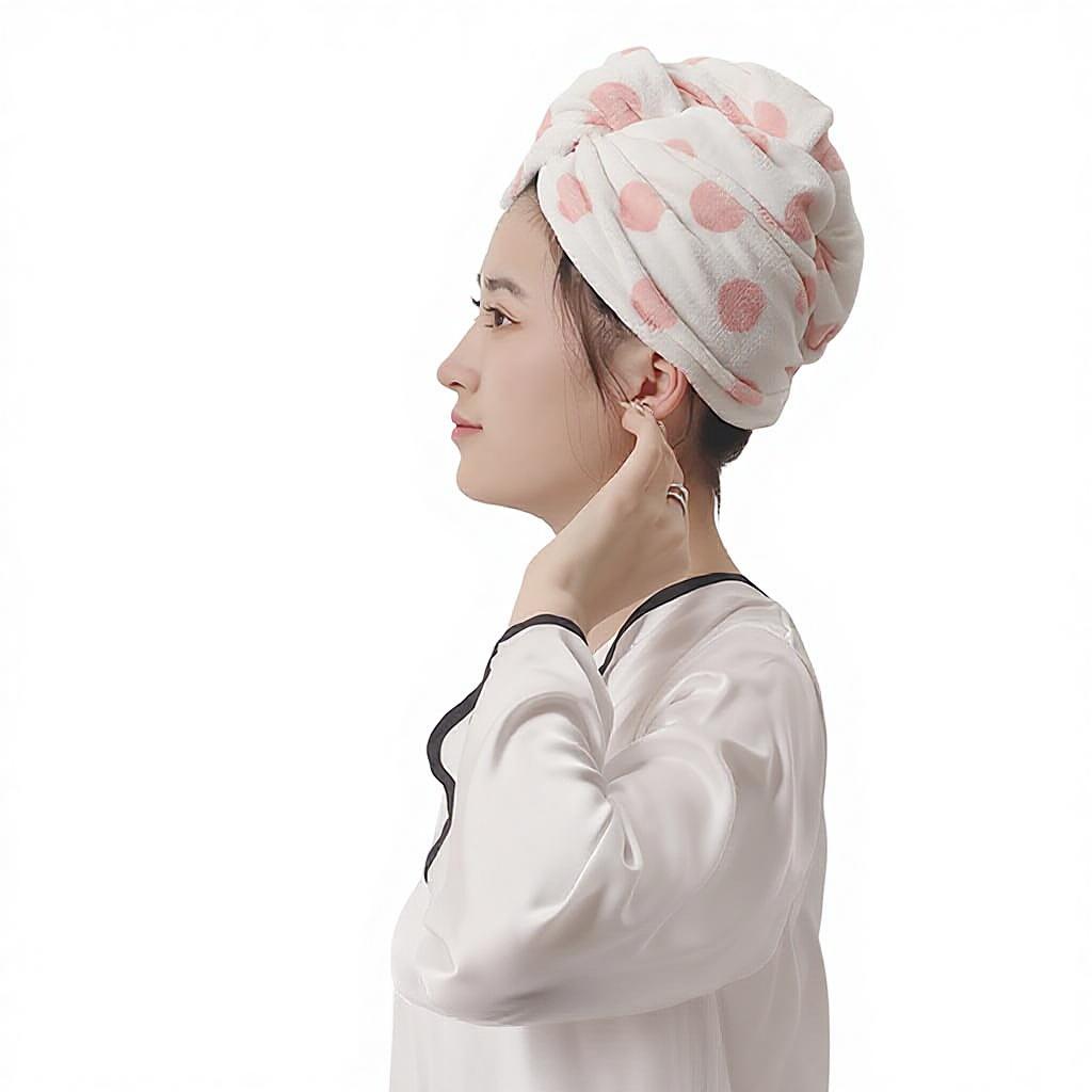 Women's Water Absorbent Quick-Drying Thickened No Shedding Hair Drying Cap Towel Headscarf