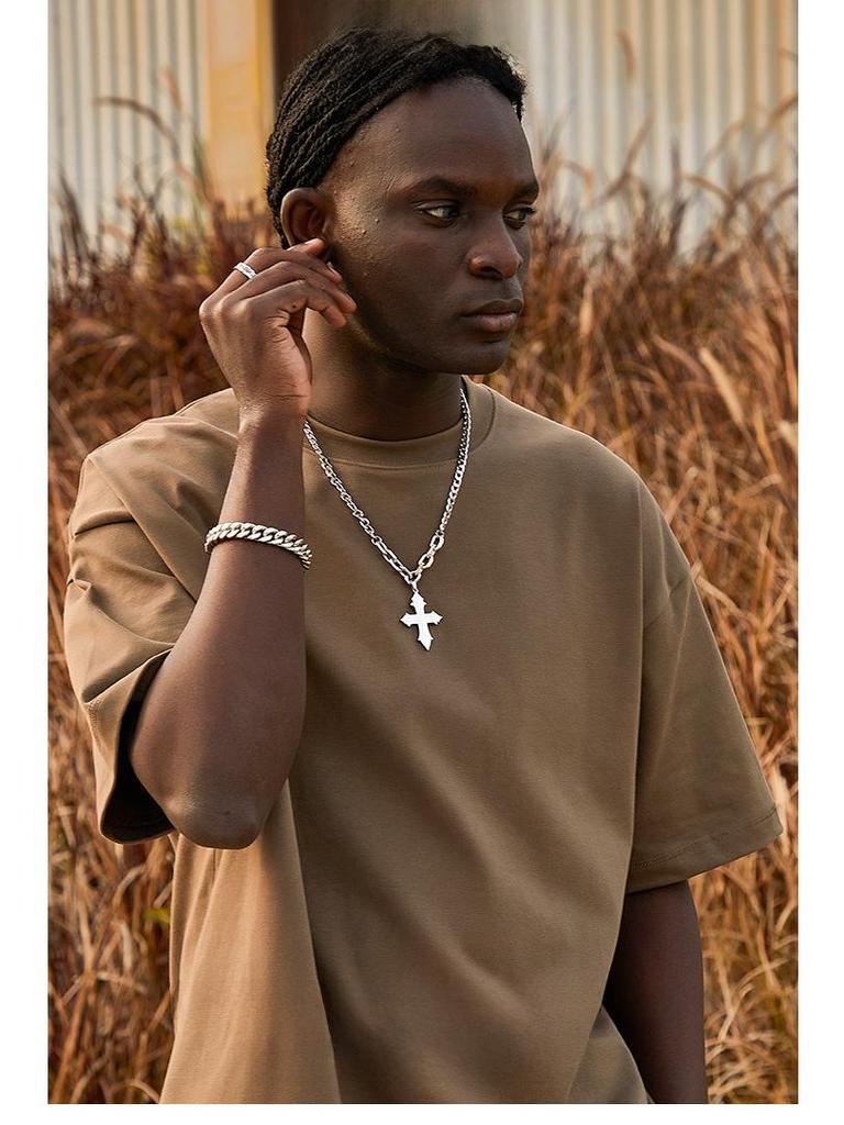 ARTIE Men's 2025 Spring/Summer Heavy T-shirt - Solid Color, Loose Fit, Fashion Brand Short Sleeve