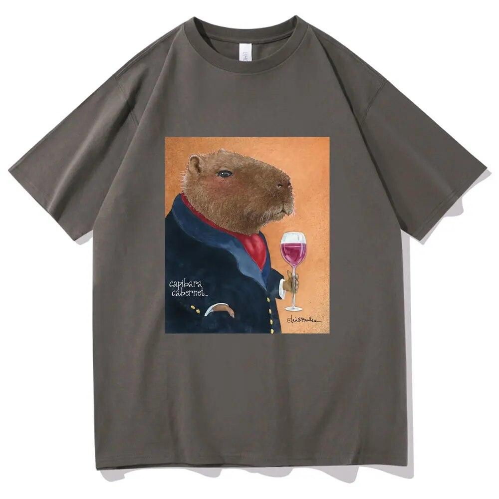Футболка Will Bullas, забавная футболка с принтом Капибара и Каберне, унисекс, женская мода, милая футболка в стиле Харадзюку, унисекс, повседневная забавная футболка