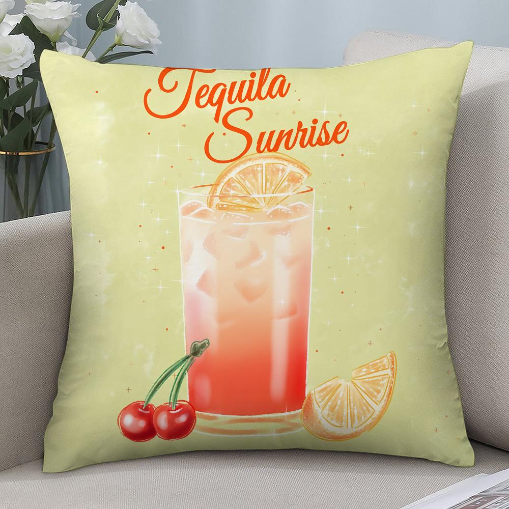Tequila Sunrise Cocktail Pillow Case Short Plush Pillow Covers Sofa Decorative Gift Home Double-sided Printing Cushion Cover