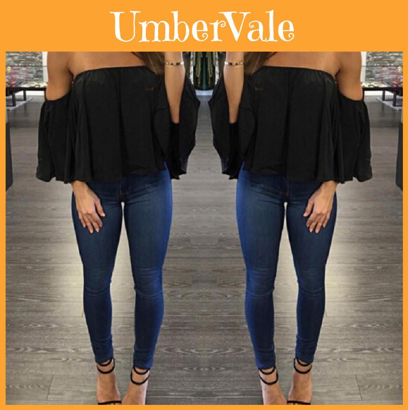 Premium Quality Fashion Women's Summer Off Shoulder Long Sleeve Casual Blouse