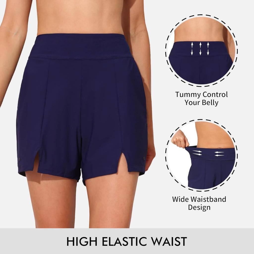 Charmleaks женские шорты для плавания с карманами, купальный костюм с высокой талией, плавки с контролем живота, купальник