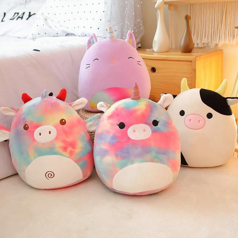 Soft Plush Unicorn And Cow Pillow Cushion Cartoon Animal Stuffed Toy For Girls 35cm
