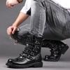 Fashion Mens Motorcycle Boots Leather Boots New Fashion Cowboy Shoes Outdoor Sports Military Tactical Boots Gothic Punk Boots D474
