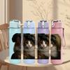 1PC Cat With Dark Mask Face Markings 750ml Color Plastic Sports Water Bottle Leakproof Flip Straw Lid Suitable for Sports Office Home Use