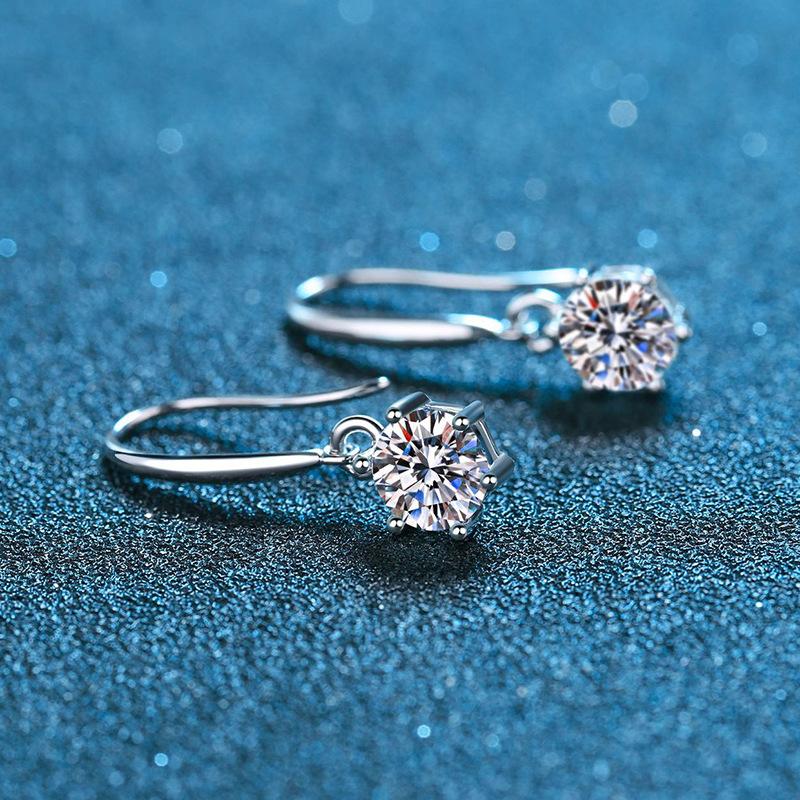 Серебряные серьги S925 Серьги с муассанитом Серьги с муассанитом Серьги с шестью зубцами Качество Seiko